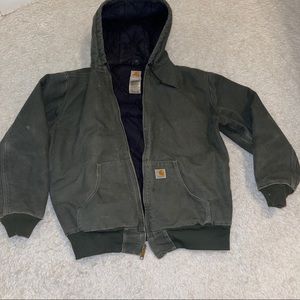 Vintage faded green hooded oversized jacket L Carhartt
